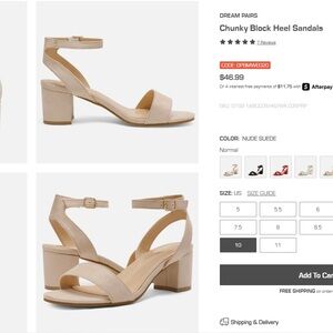 Dream Pairs Beige Chunky Heel Sandals